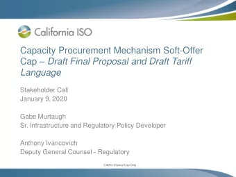Capacity Procurement Mechanism Soft-Offer Cap  Draft Final Proposal and Draft Tariff  Language