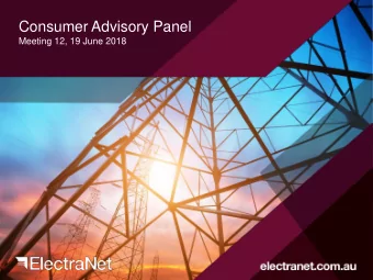 Consumer Advisory Panel  Meeting 12, 19 June 2018  CONFIDENTIAL  Distribution: Not for distribution