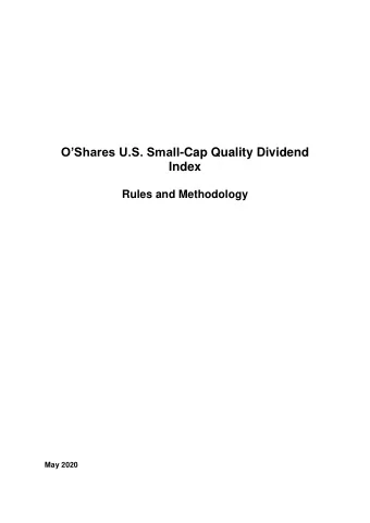 OShares U.S. Small -Cap Quality Dividend  Index  Rules and Methodology  May 2020  May 2020