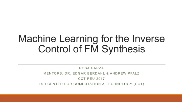 machine learning for the inverse control of fm synthesis