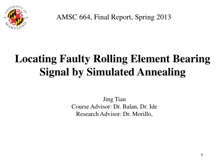 locating faulty rolling element bearing signal by