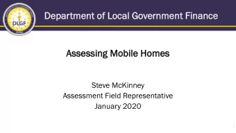 Dep  Depar  artmen  ent of  of Lo  Loca  cal Go  Governmen  ent Finan  Finance  ce  Assessin  ing