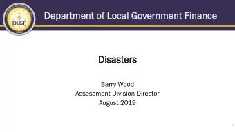 Dep  Depar  artmen  ent of  of Lo  Loca  cal Go  Governmen  ent Finan  Finance  ce  Dis  Disaster