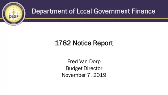 Dep  Depar  artmen  ent of  of Lo  Loca  cal Go  Governmen  ent Finan  Finance  ce  1782 Notice R