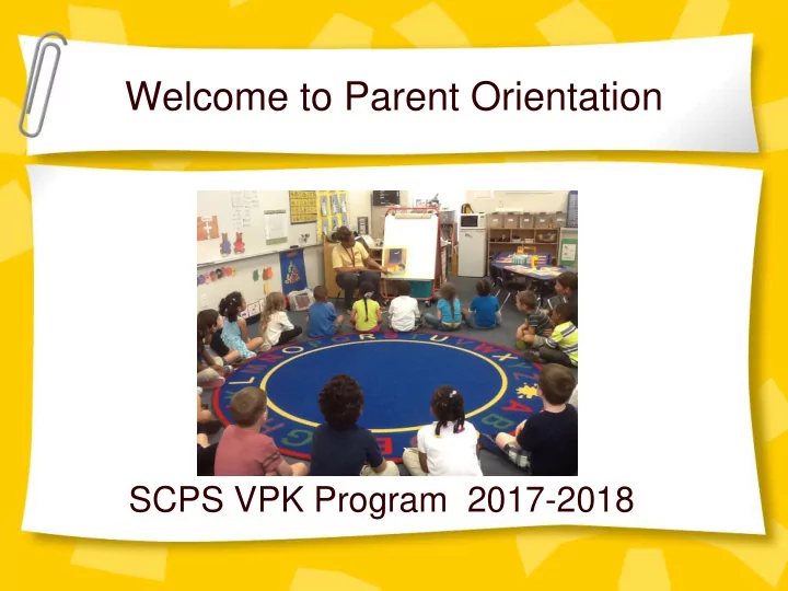 welcome to parent orientation