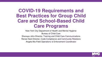 Care and School-Based Child  Care Programs  New York City Department of Health and Mental Hygiene