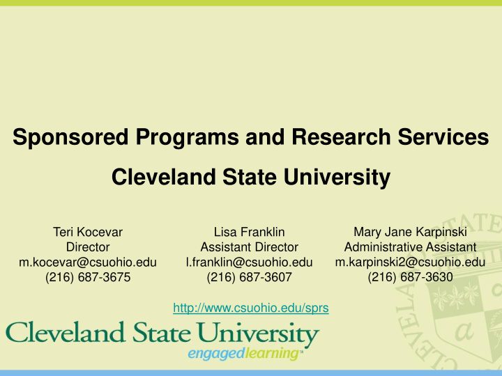 sponsored programs and research services cleveland state