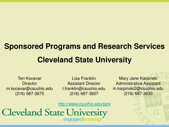 sponsored programs and research services cleveland state