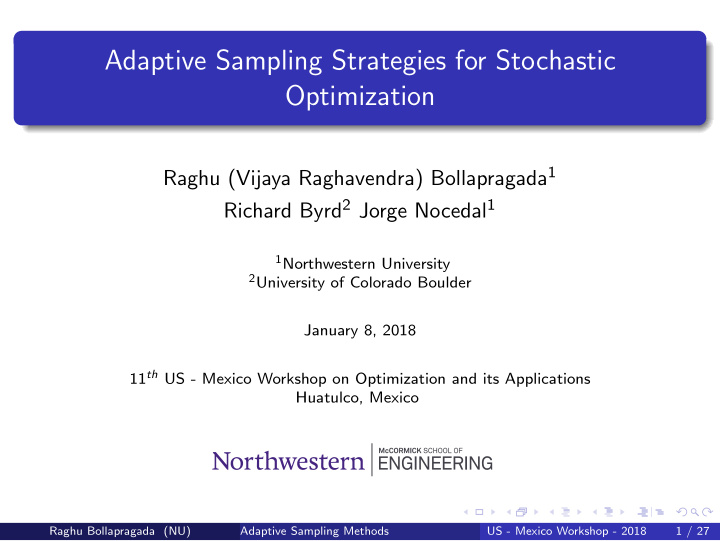 adaptive sampling strategies for stochastic optimization