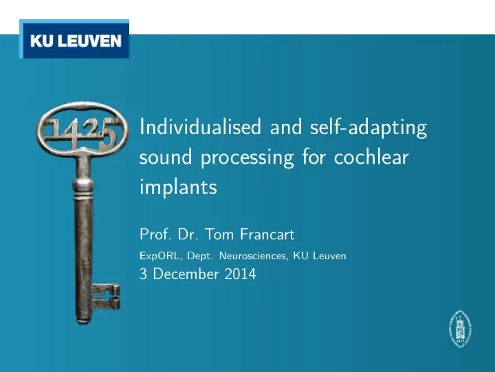 individualised and self adapting sound processing for