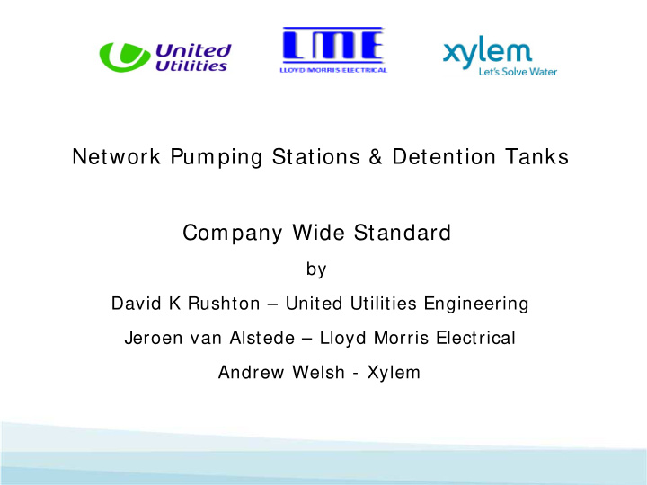 network pumping stations detention tanks company wide