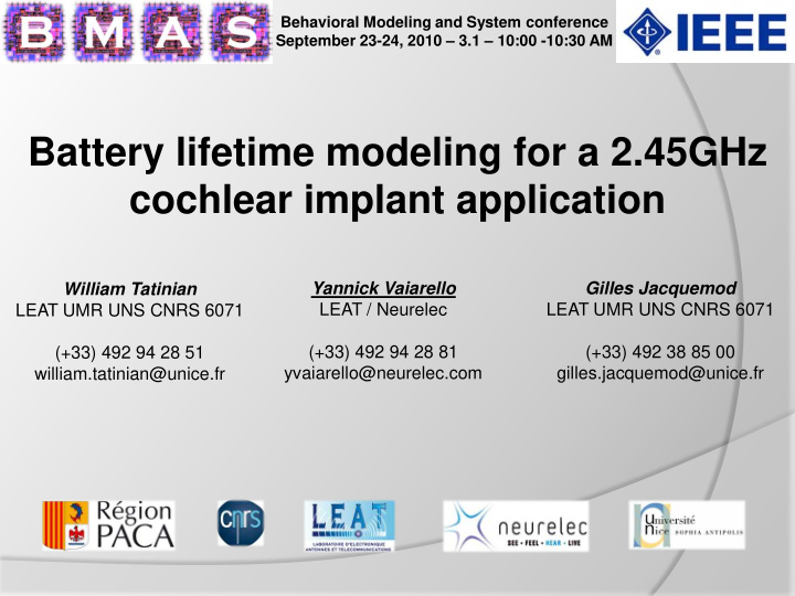 battery lifetime modeling for a 2 45ghz cochlear implant