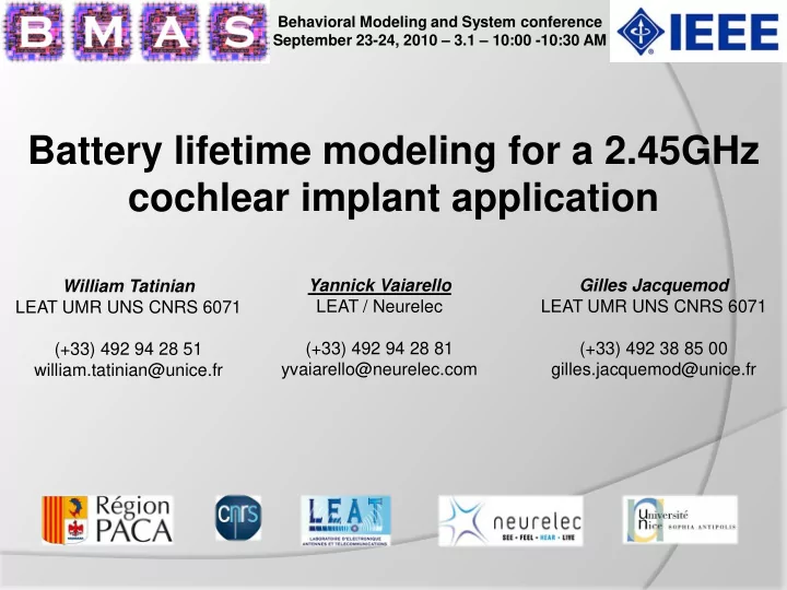 battery lifetime modeling for a 2 45ghz cochlear implant