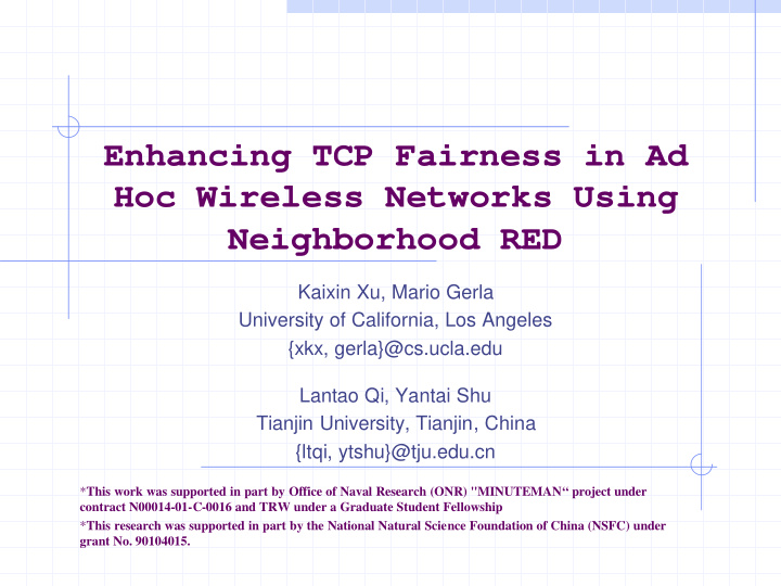 enhancing tcp fairness in ad hoc wireless networks using