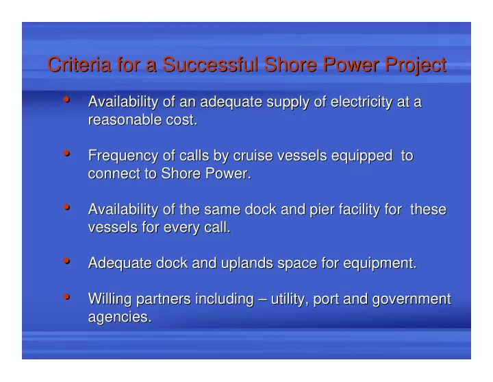 availability of an adequate supply of electricity at a