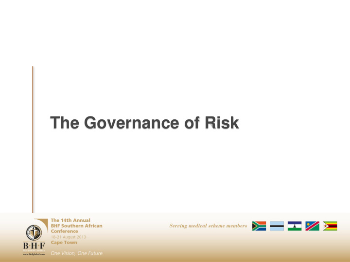 the governance of risk agenda