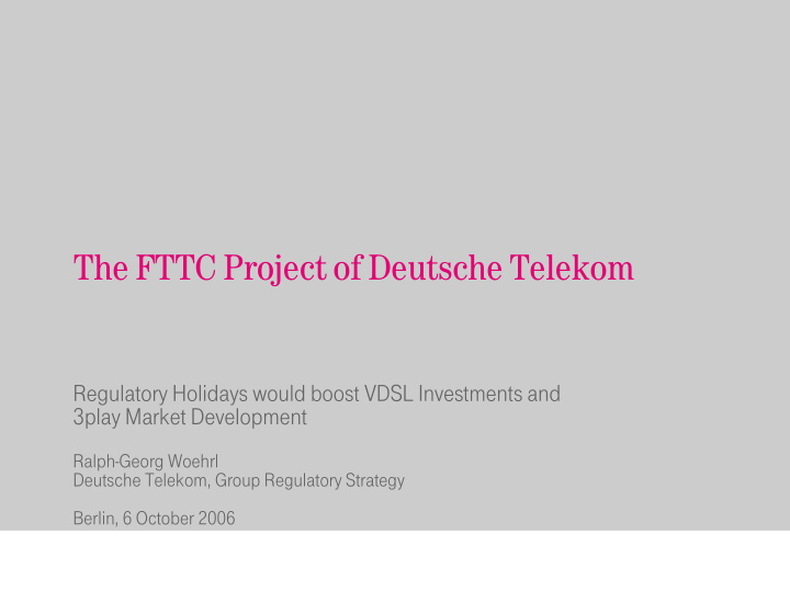 the fttc project of deutsche telekom