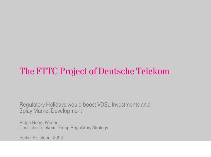 the fttc project of deutsche telekom