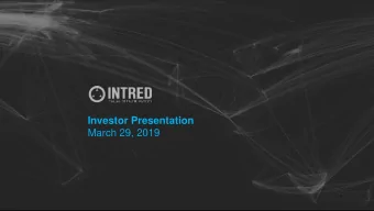Investor Presentation  March 29, 2019  12/03/2019  INTRED S.P.A.  1  Company Overview  12/03/2019