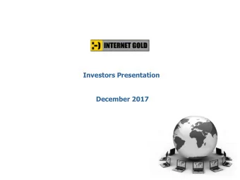 Investors Presentation  December 2017  Forward-Looking Statements  This presentation contains
