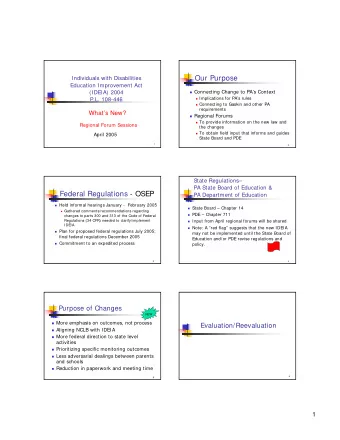 Our Purpose  Individuals with Disabilities  Education Improvement Act  Connecting Change to