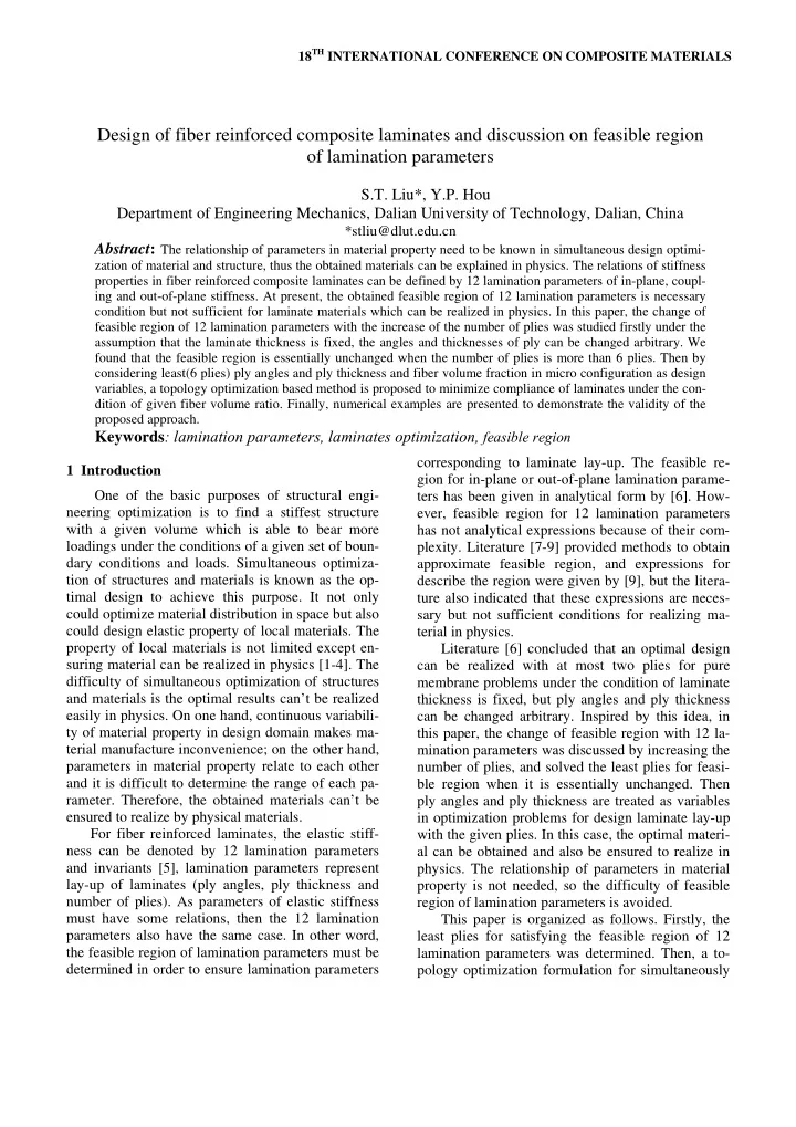 design of fiber reinforced composite laminates and