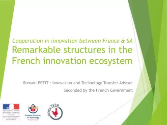 Remarkable structures in the  French innovation ecosystem  Romain PETIT : Innovation and Technology