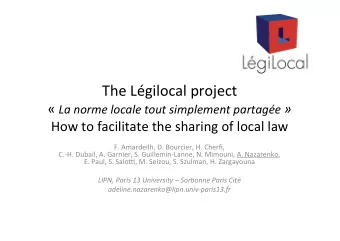 The  Lgilocal  project      La  norme  locale  tout  simplement