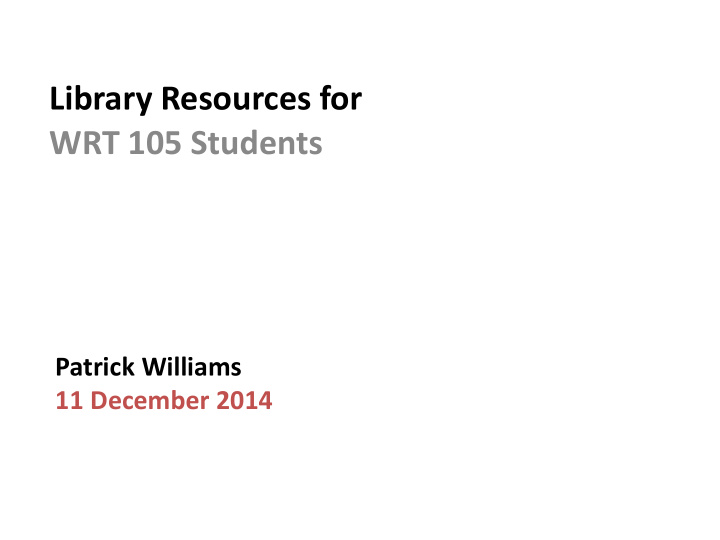 library resources for