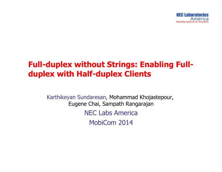 full duplex without strings enabling full duplex with