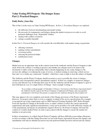 Value Testing PFI Projects: The Danger Zones  Part 2: Practical Dangers  Emily Busby, Jones Day