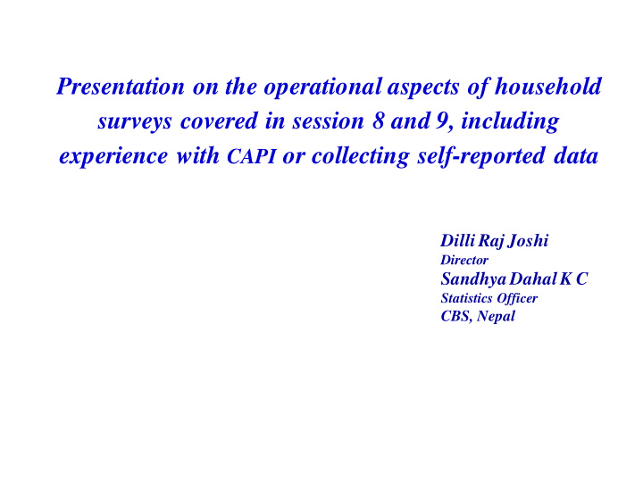 presentation on the operational aspects of household