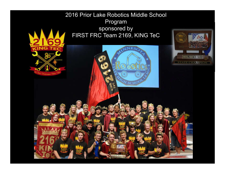 2016 prior lake robotics middle school program sponsored