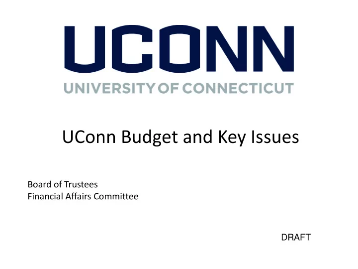 uconn budget and key issues