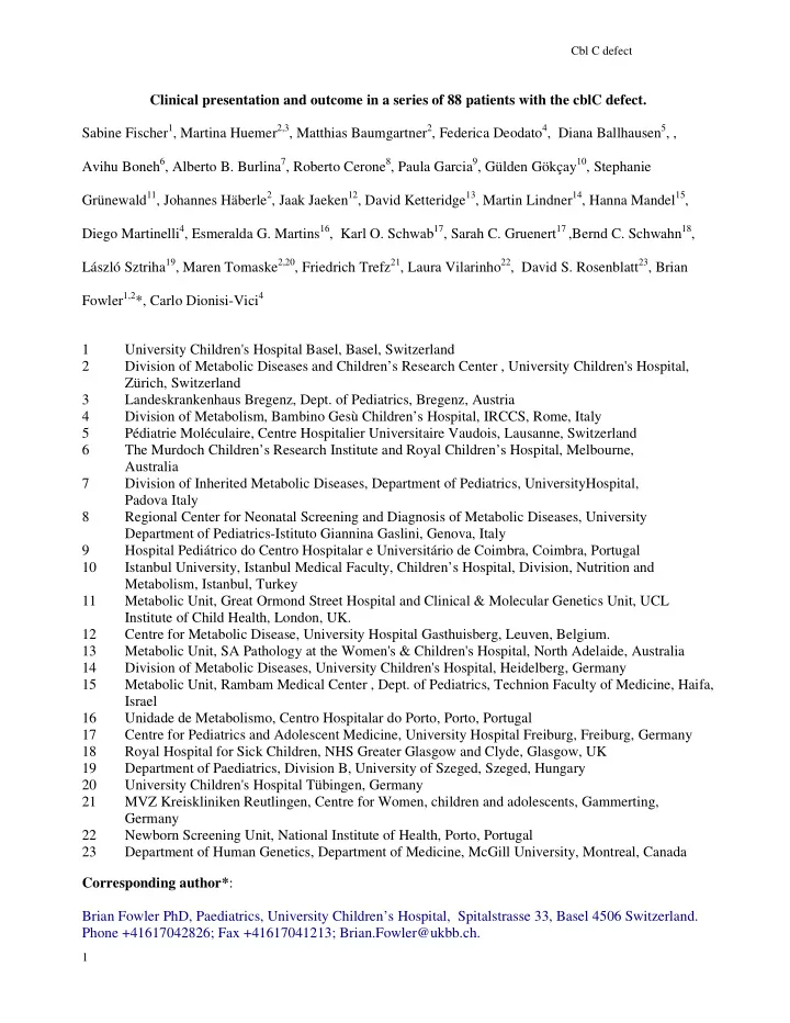 clinical presentation and outcome in a series of 88