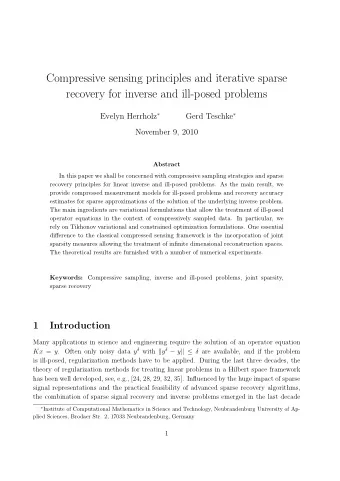 Compressive sensing principles and iterative sparse  recovery for inverse and ill-posed problems