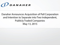 danaher announces acquisition of pall corporation and