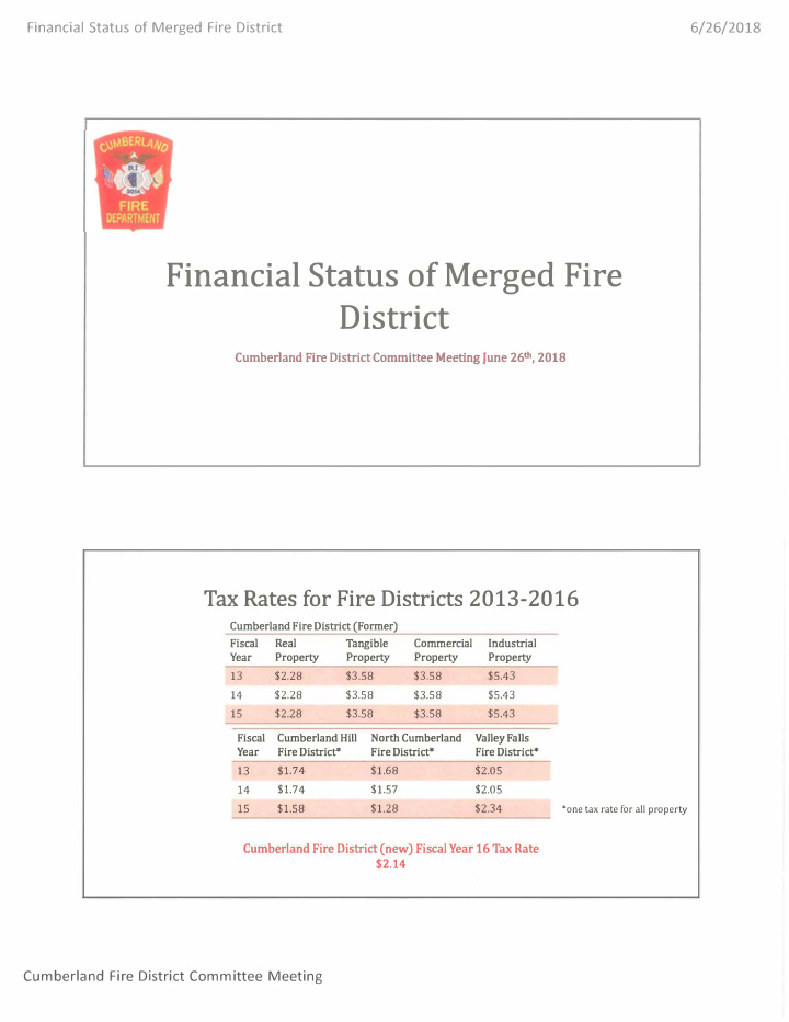 financial status of merged fire