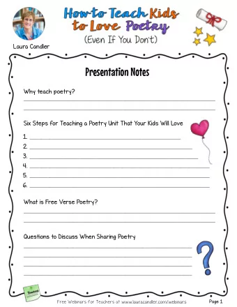 Presentation Notes Why teach poetry?