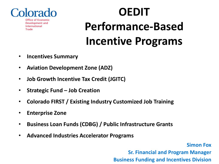 incentive programs