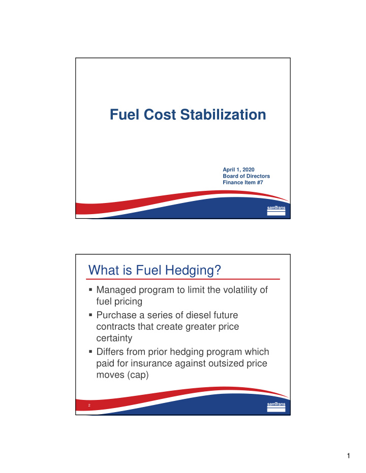 fuel cost stabilization