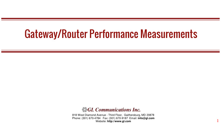 gateway router performance measurements