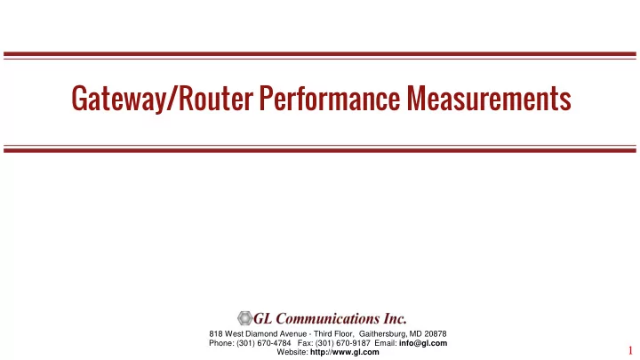 gateway router performance measurements