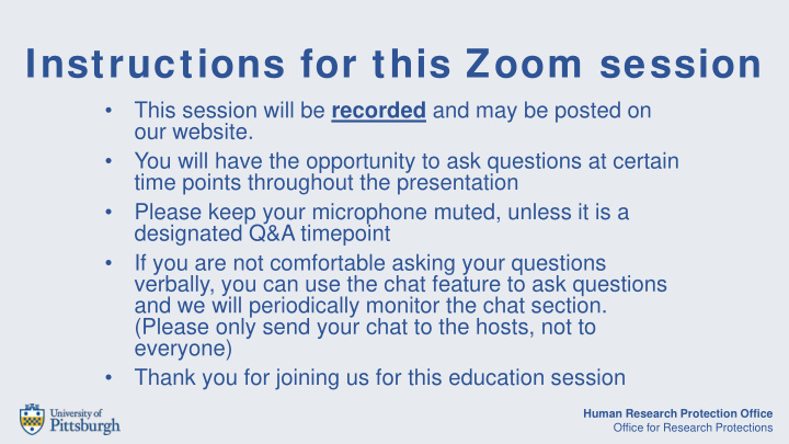 instructions for this zoom session