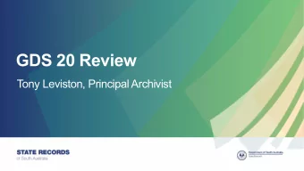 GDS 20 Review  Tony Leviston, Principal Archivist  General Disposal Schedule 20 (GDS 20)