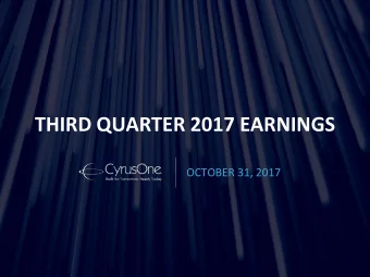 THIRD QUARTER 2017 EARNINGS  OCTOBER 31, 2017  THIRD QUARTER 2017 EARNINGS  October 31, 2017  SAFE
