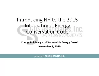 Introducing NH to the 2015 International Energy Conservation Code Energy Efficiency and Sustainable