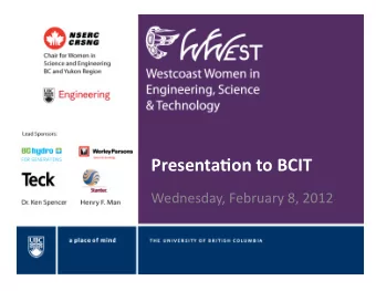 Presenta(ontoBCIT  Wednesday,February8,2012