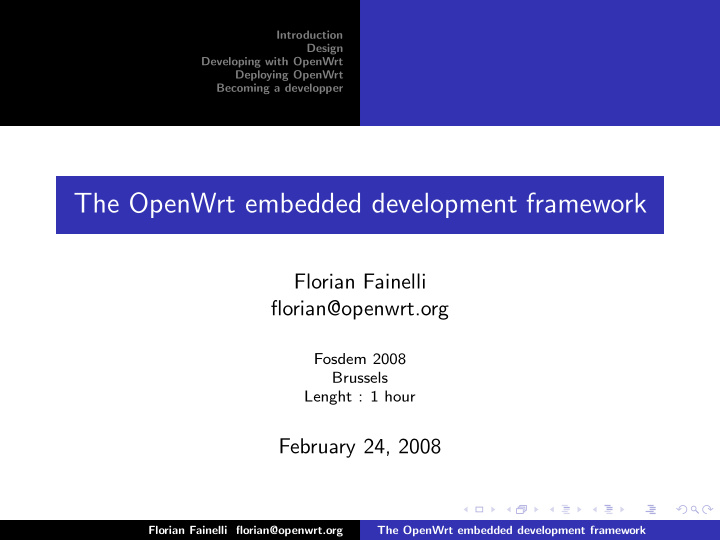 the openwrt embedded development framework