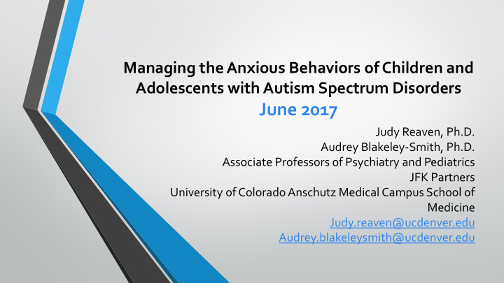 managing the anxious behaviors of children and